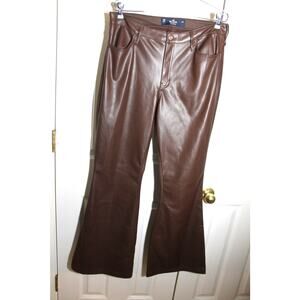 Hollister Brown Vegan Leather High Rise Flare Pants sz 13 R NEW